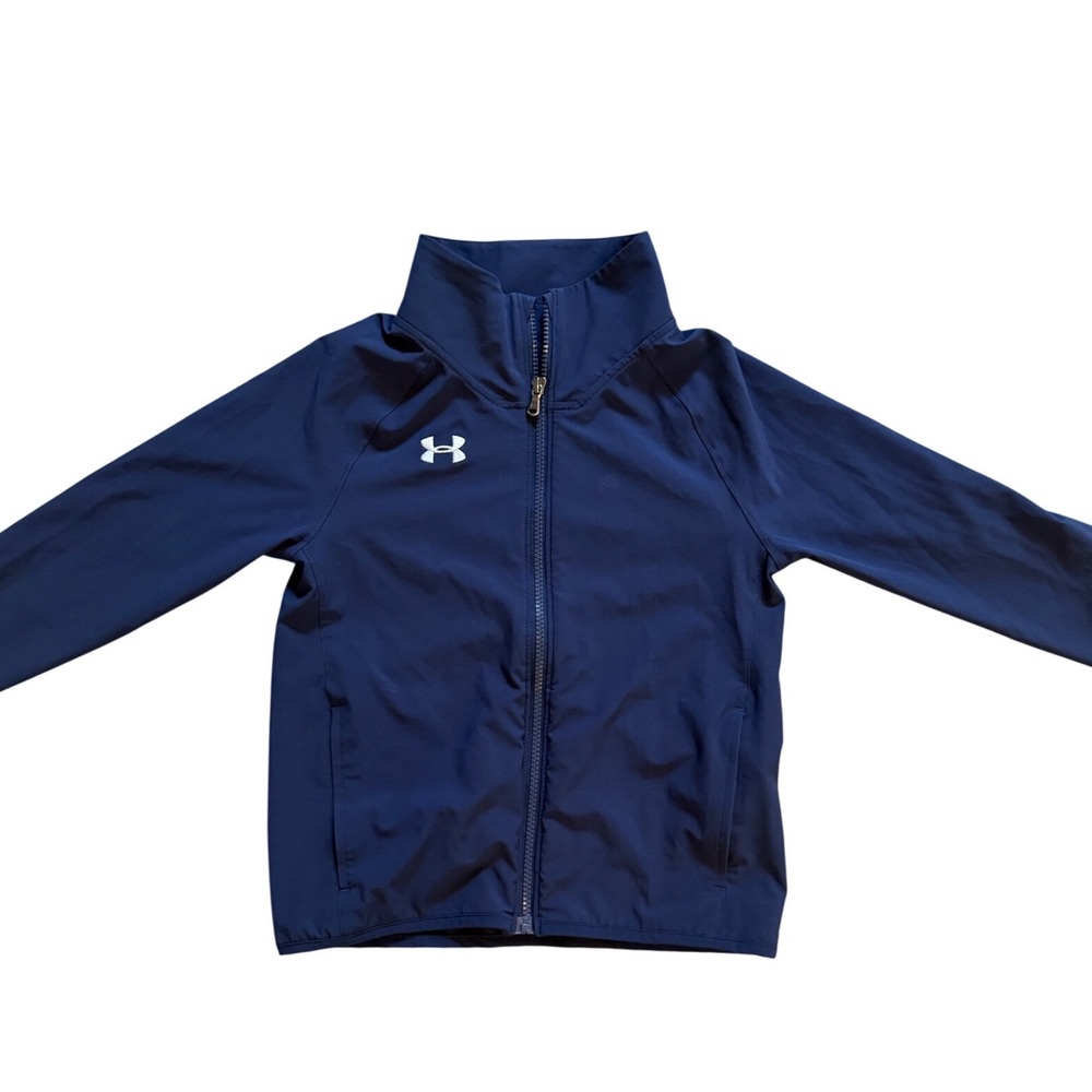 Under Armour Kids Navy Blue Full Zip Track Jacket Mesh Stripe YSM 1309646